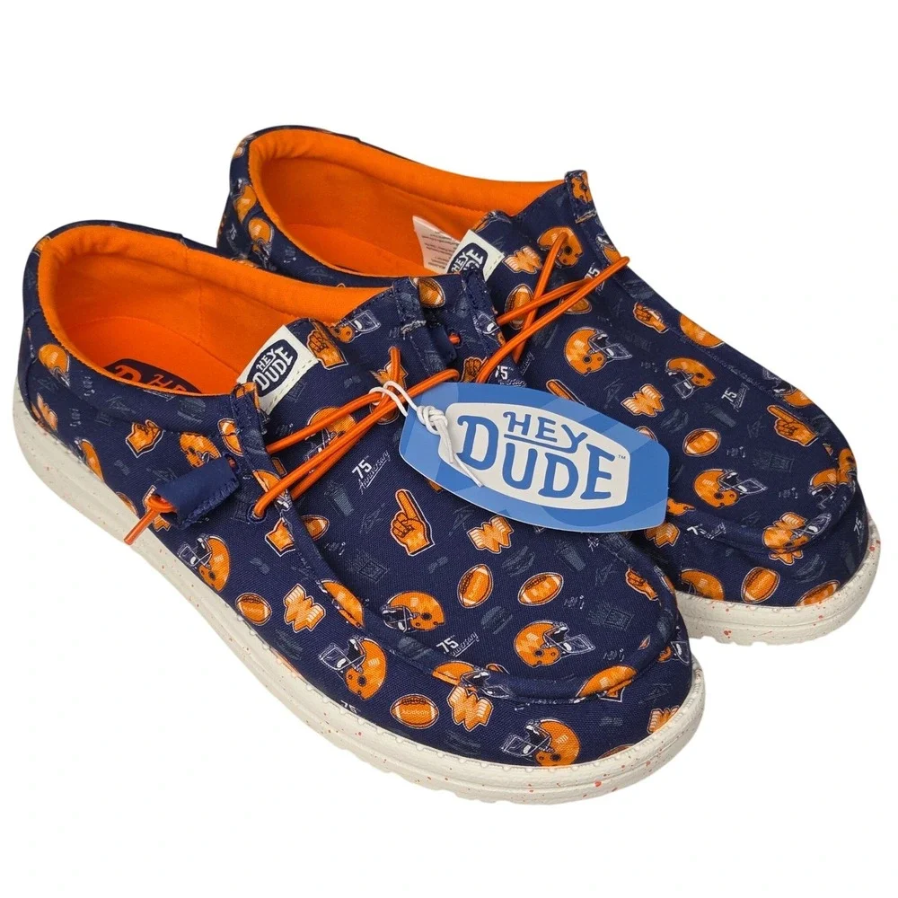 Hey Dude Wally Whataburger Mens 10 Blue Orange Slip On Casual Shoes Texas NWT